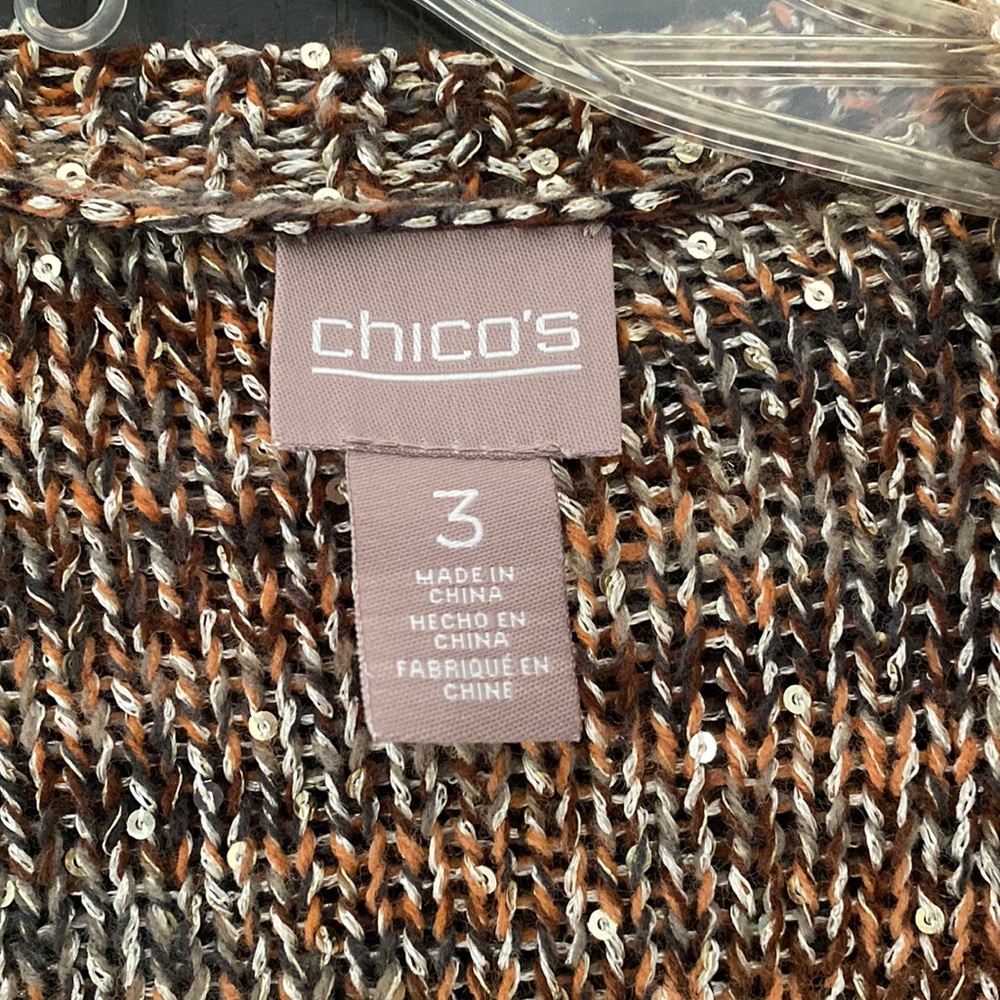 Chicos size 3, fall colored shimmery cardigan